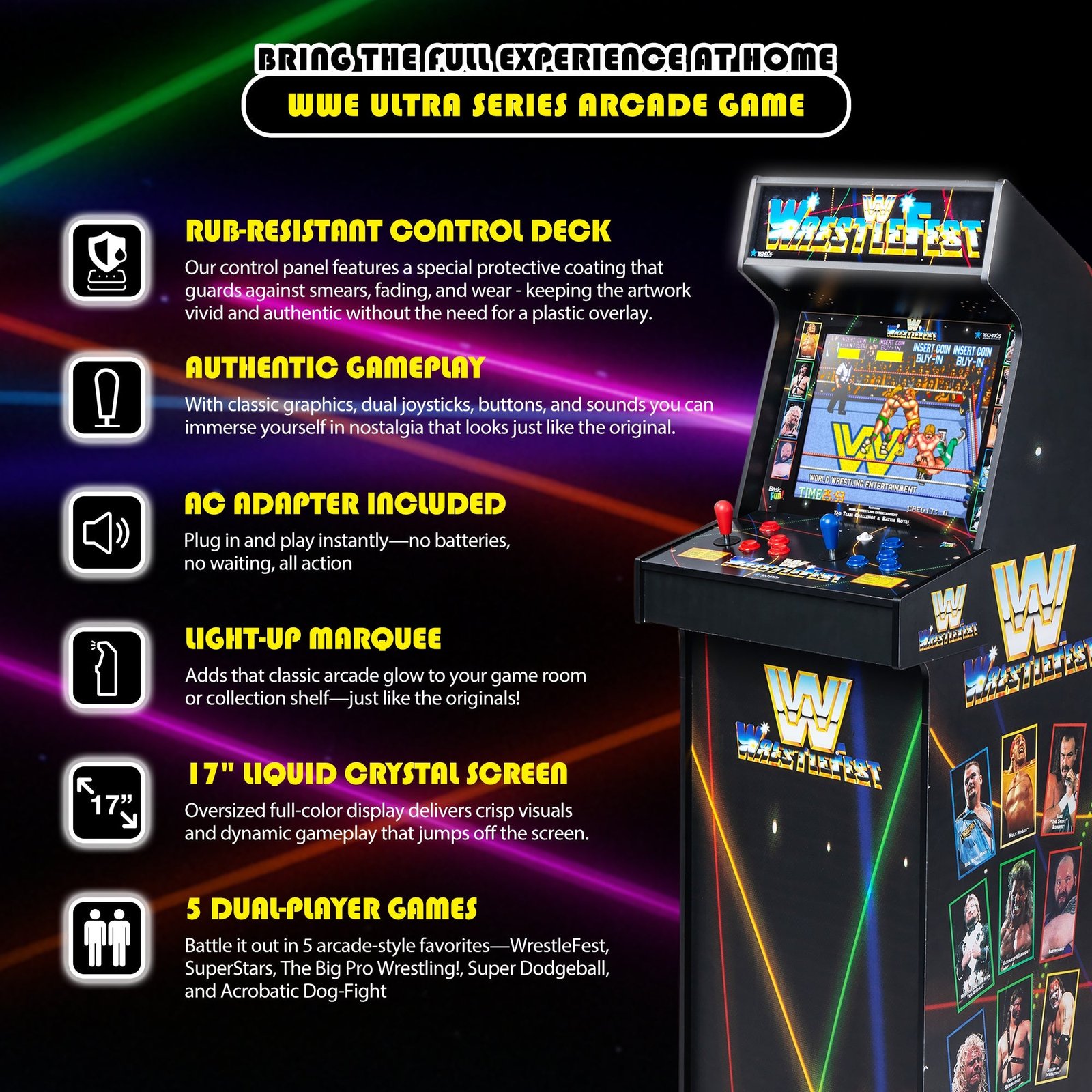 Arcade1Up WWE Wrestlefest Ultra Series Arcade Machine — view 3